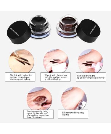 Buy Waterproof Gel Eyeliner Set - Long Lasting Black & Brown Makeup with Brushes - International Shipping - Buy Online on GoSupps.com