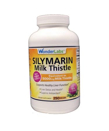 Wonder Labs Silymarin Milk Thistle Supports Healthy Liver Detox - 250 Capsules 250 Count (Pack of 1)