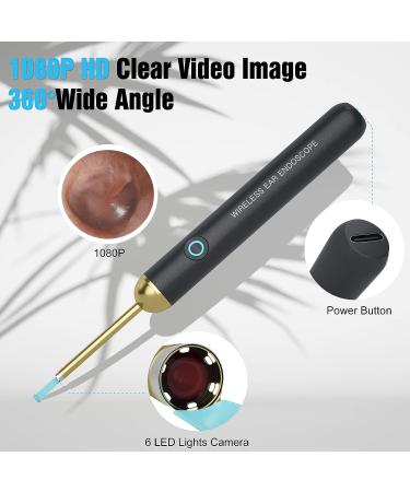 NIUQICT Ear Cleaner 1080P Camera with Lights - Ear Wax Removal Tool Kit 9 Pcs - Wireless Otoscope for Kids, Adults & Pets - Golden Black - Buy Online on GoSupps.com