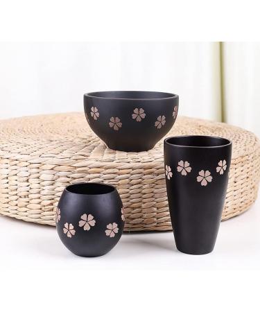 Pzhoais Japanese Bowl Wood Salad Bowl Household Wood Bowl Lacquers Bowl Wooden Water Cup Big Belly Bowl - Buy Online on GoSupps.com