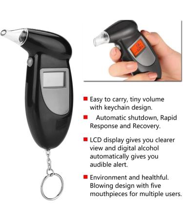 Professional Alcohol Breath Tester Analyzer - Digital Detector with 5 Mouthpieces, LCD Screen, Portable Design - Buy Online on GoSupps.com