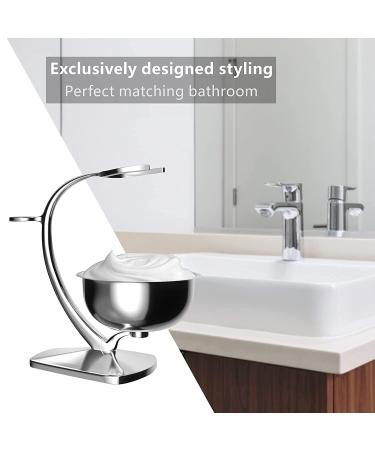 GRUTTI Deluxe Chrome Razor and Brush Stand with Bowl - Compatible with Manual, Safety, and Gillette Fusion Razors for Prolonging Shaving Brush Life - Shaving Stand 01 - Buy Online on GoSupps.com