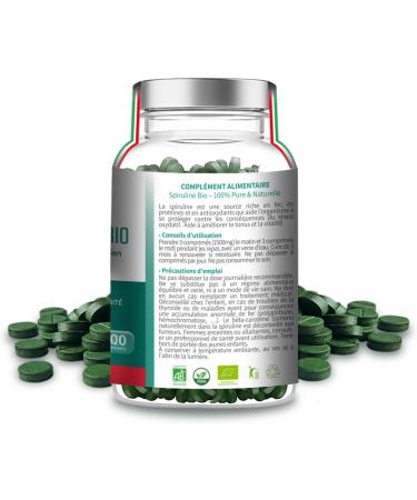 Spirulina BIO - 3000mg per day - 600 Tablets - Food Supplement Rich in Protein Antioxidants Iron and Phycocyanin - 100% Controlled Organic Agriculture - From Energy to Daily! - Buy Online on GoSupps.com