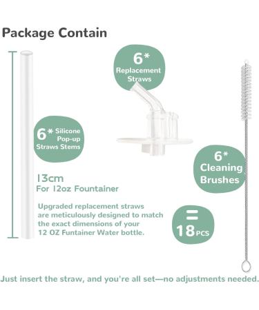Replacement Straws for Thermos Funtainer 12 Ounce Bottle 18 Pcs Silicone Water Bottle Straws Cleaning Brushes Set Safe to Use for Toddler and Kids - Buy Online on GoSupps.com