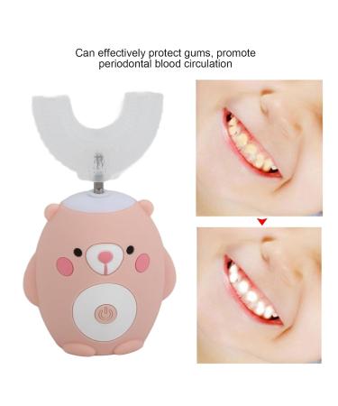 Kids U-Shaped Electric Toothbrush - Cute Cartoon Bear Design IPX7 Waterproof Automatic Tooth Whitening Oral Care (Pink) - Buy Online on GoSupps.com