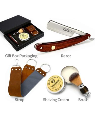 Gold Dollar Wooden Handle Straight Razor for Men & Barbers - Retro Shaving Tool, Stabilizer-Free - Buy Online on GoSupps.com