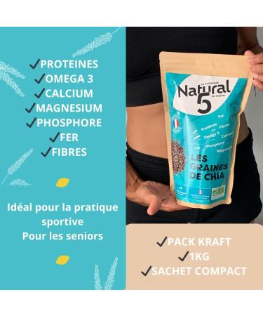 ORGANIC CHIA SEEDS CULTIVATED IN FRANCE - Rich in Protein Omega3 Fiber Ideal Slimming Transit High Quality Chia Seeds Smoothies and Salads Chia Seeds (1 kg) - Buy Online on GoSupps.com