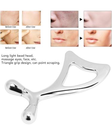 Portable Silver Face Massage Device - Gua Sha Spoon Tail Comfortable Manual Metal Massager for Relaxation & Skincare - Buy Online on GoSupps.com
