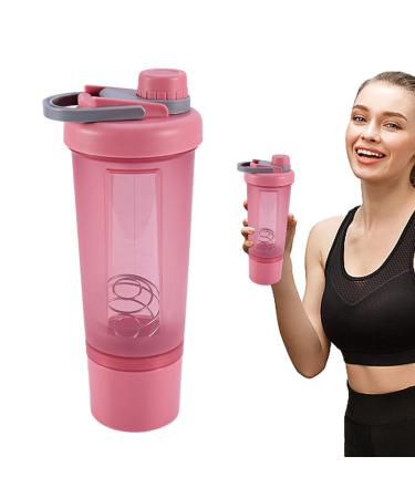 Protein Shaker Cup 600ML Spill-Proof Fitness Shaking Cup Anti-Leak Water Bottle - Pre Workout Shaking Bottles for Training Yoga Exercise Hiking Sports Guanglu Red