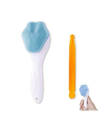Silicone Face Brush Scrubber and Handle and Scalp Massage Tool Exfoliating Facial Scrubber for Men Women Exfoliator Tool for Skincare Cute Paw Shaped Spa Scrub Soft Bristles for Cleansing