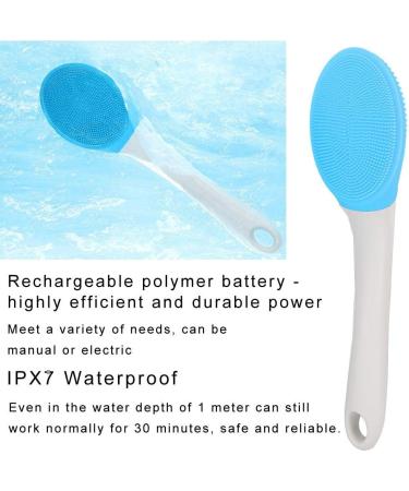 Qkiss Electric Silicone Body Brush - Long Handle Shower Wash Massager (Blue) - Best for Exfoliation & Relaxation | International Shipping - Buy Online on GoSupps.com