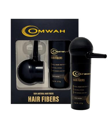 OMWAH Natural Hair Fiber 2-in-1 Kit 27.5g Bottle - Instant Thickening Hair Fibers & Spray Applicator for Natural Concealing & Styling - Dark Brown - Buy Online on GoSupps.com