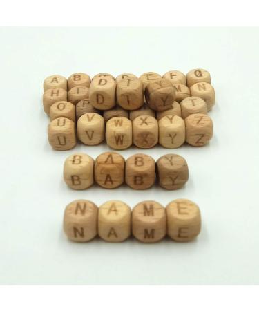 52pcs 10mm Square Wood Alphabet Letter Beads - Natural Beech Wooden Beads for Jewelry Making DIY - Alphabet Beading Necklace Kit - Buy Online on GoSupps.com