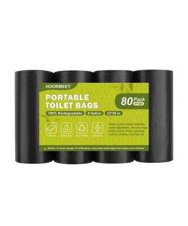 80 Biodegradable Portable Toilet Bags, 1.1 Mil Super Thick Camping Toilet Bags for Portable Potty, 8 Gallon Leak-Proof Trash Bags for Outdoor Boating Trip