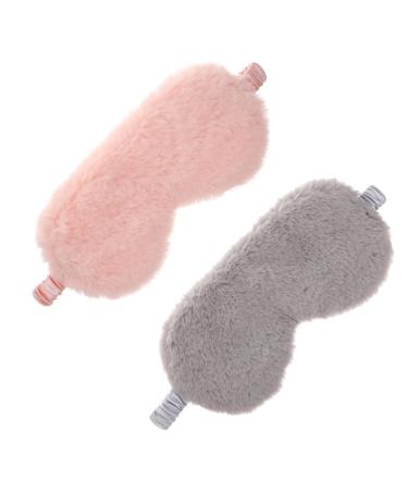 Mikinona 2 pi ces Masque de Sommeil Peluche Doux et Cache Yeux Mignon et Confortable Soie Artificielle pour Filles Lot Orange et Gris Masque Nuit R utilisable et Occultant