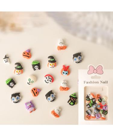 FEIlei 20Pcs Halloween Resin Nail Charms Pumpkin Wizard Skull Nail Art Decorations - Buy Online on GoSupps.com