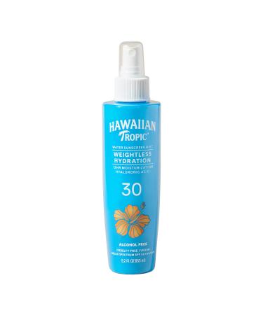 Hawaiian Tropic Weightless Hydration Water Mist for Body SPF 30 5.2 oz. | Hawaiian Tropic Body Spray Sunscreen Mist SPF Spray Non-Aerosol Sunscreen Spray Water Based Sunscreen 5.2 oz