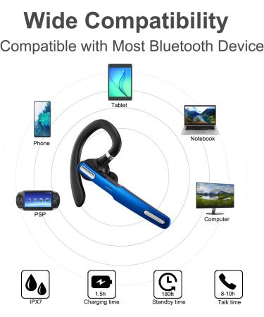 COMEXION Bluetooth Headset V5.0 - Hands-Free Earpiece with Noise Canceling Mic - Buy Online on GoSupps.com