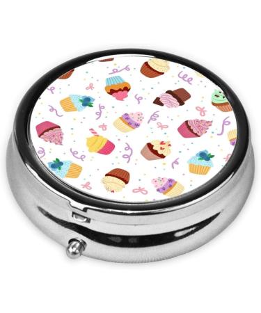 Delicious Cupcakes Portable Round Pill Box - Lightweight Moisture-Proof Perfect for Vitamins - One Size - Buy Online on GoSupps.com