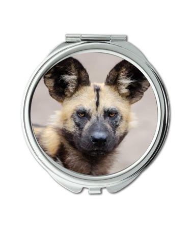 Mirror makeup mirror African Wild Dog Lycaon Pictus Carnivorous Mammal pocket mirror portable mirror