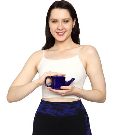 HealthGoodsIn Ceramic Neti Pot Spill Proof with 5 Sachet Neti Salt Microwave Safe - Violet Color - Buy Online on GoSupps.com