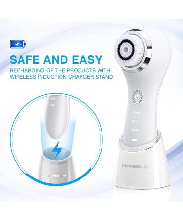 Facial Cleansing Brush Sonic Facial Brush Skin Cleansing Electric Face Scrubber Exfoliator by Hangsun SC200 with 3 Brush Heads 3 Speed Modes Rechargeable for Exfoliating Massaging and Deep Cleansing - Buy Online on GoSupps.com