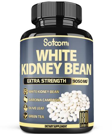 Premium 6 in 1 White Kidney Bean Extract Capsules - 6 Month Supply - Equivalent to 9050mg - Extra Blend with Olive Leaf, Green Coffee Bean & Green Tea - Support Carb Scale Down - 1 Pack 180 Count