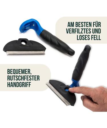 Happilax Dog Deshedding Brush | Undercoat Grooming Tool for Loose Hair Removal | 100mm Blue-Black - Buy Online on GoSupps.com