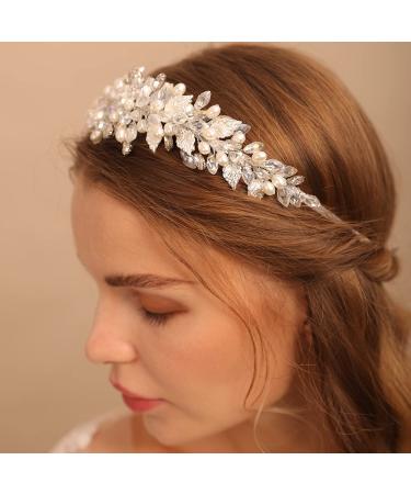 BERYUAN Crown Tiara for Bride - Bridal Hair Piece Wedding Jewelry (Silver) - Buy Online on GoSupps.com