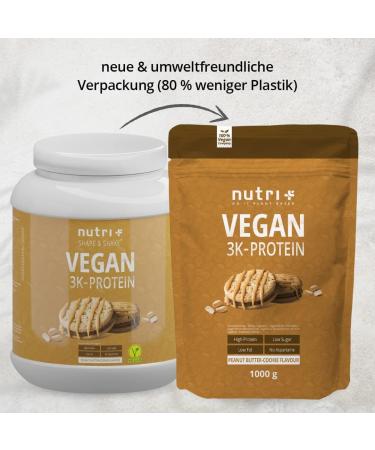 Vegan Protein Powder Butter Cookie 1kg - 79.1% Protein - Dairy-Free & Lactose-Free - Nutri+ Peanut Butter Cookie Flavor - Buy Online on GoSupps.com