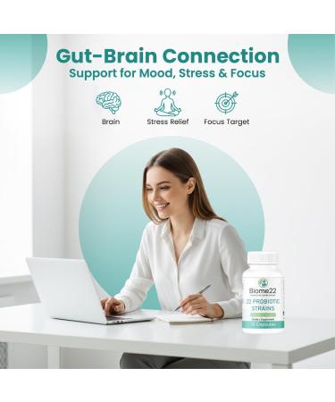 Tarsul Biome22 Probiotic Supplement - Multi-Strain Capsules with 22 Diverse Strains and Prebiotic Fiber - Shelf-Stable Delayed-Release Formula for Men and Women - Buy Online on GoSupps.com