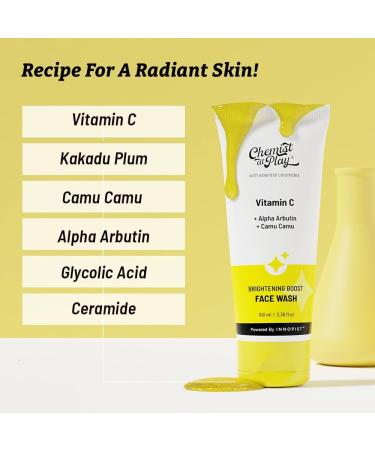 Chemist at Play Brightening Boost Face Wash with 30x Vitamin C | Cleans Oil & Dirt | Fades Dark Spots | Boosts Radiance | For All Skin Types | For Men & Women | Vegan | SLS & Paraben Free | 100 ml - Buy Online on GoSupps.com