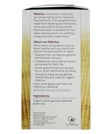 Rishi Tea Matcha Organic Ceremonial Japanese Green Tea Powder - 0.70 oz (20g) - Buy Online on GoSupps.com