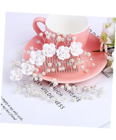ifundom Rhinestone Bridal Comb floral hair comb bride Bridal Side Combs pearl bridal hair comb bridal headpieces for wedding pearl hair comb for women Small and fresh Miss flowers - Buy Online on GoSupps.com