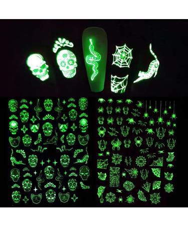 DIY Spider Web Sliders Decals Skull Pumpkin 3D Glow In The Dark Luminous Halloween Nail Stickers(CY-048) - Buy Online on GoSupps.com