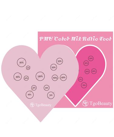 TgoBeauty Heart Cosmetic Makeup Palette Eyebrow Color Mix Ratio Tool Heart Nail Art Cosmetic Makeup Palette for Eye Brow Lip Permanent Makeup (Pink Heart Color Ratio Tool)
