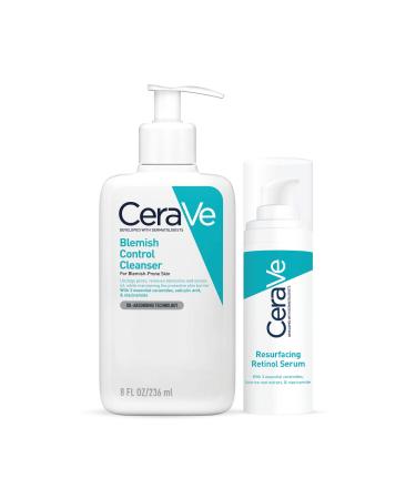 CeraVe Blemish Control Night Time Routine: Blemish Control Cleanser 236ml and Retinol Resurfacing Serum 30ml + Blemish Control Face Cleanser