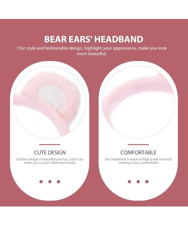 Lurrose Bear Ears Headband Fluffy Bear Ears Hairband Animal Ears Headwear for Makeup Washing Face Cosplay Party Pink White - Buy Online on GoSupps.com