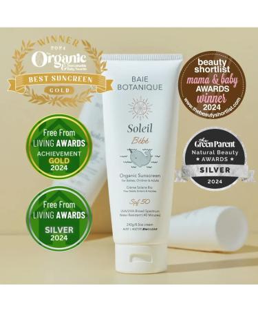 Buy Baie Botanique Soleil B b Organic Non-Toxic Sunscreen SPF 50 - Mineral Vegan Reef Safe for Babies & Kids - 240g - No White Cast Unscented - Buy Online on GoSupps.com