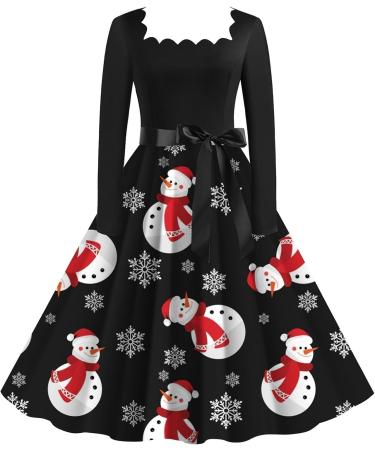 Elegant Long-Sleeved Christmas Sweater Dress | Shop Festive Moose & Snowflake Designs | Black XL Clubwear - Buy Online on GoSupps.com