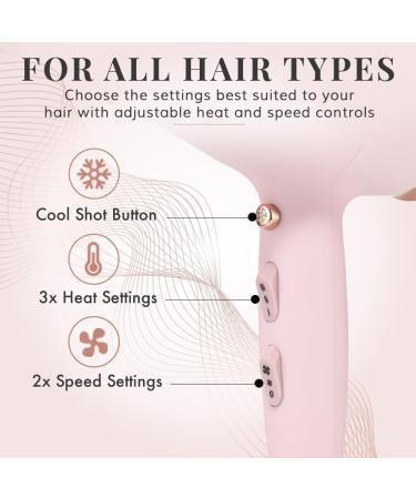 Pink 1800w Hair Dryer for Women - Lightweight & Fast Drying - Lily England Hairdryers (UK Plug) - Buy Online on GoSupps.com