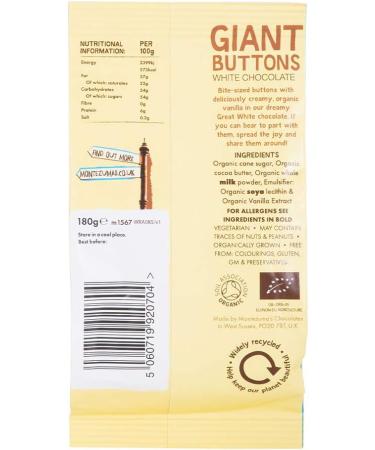 Montezuma's Giant Creamy White Chocolate Buttons 180g - Gluten Free & Organic - Buy Online on GoSupps.com