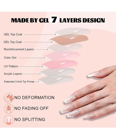 Medium Coffin Square Rhinestone Stripe Gel Press on Nails for Women - 24pcs Reusable French Stripe False Nails with Glue Kit - Buy Online on GoSupps.com