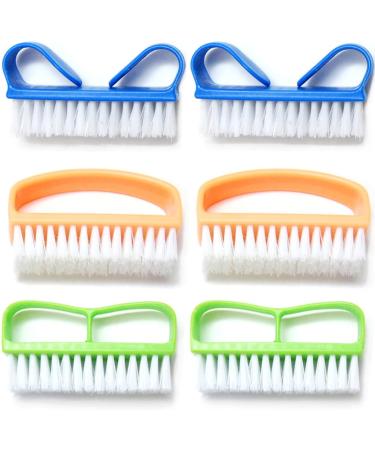 Luxxii (6 Pack) Fine Handle Grip Nail Brush - Fingernail Scrub Cleaning Brushes Nail Hand Scrubbing Cleaning Brush. Color may vary.