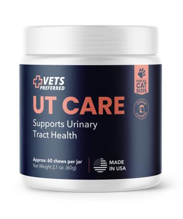 Vets Preferred Cat Urinary Tract Chews  UT Care Health Soft Chews  Supports Healthy Urinary Tract  Promotes Normal Bladder and Kidney Function - Chicken Flavored - for All Cat Sizes - 60 Count