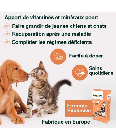 MOOIZA Vita - 21 Multivitamins for Dogs and Cats - Minerals and Amino Acids - Complex of Vitamins A B C D3 - Iodine Zinc - Food Supplement for Dogs and Cats - Barf - Immune System - Bones - Buy Online on GoSupps.com