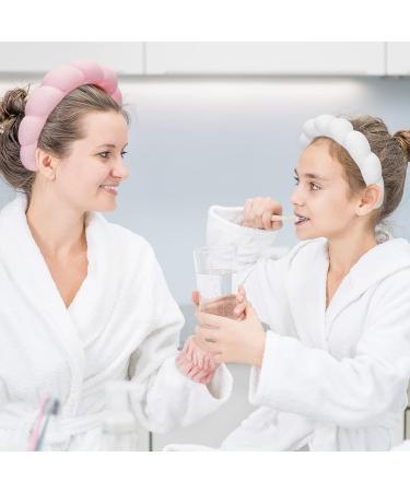 6 Pcs Spa Headband Wrist Washband Set - White Pink Makeup Face Wash Wristbands for Women Girls - Buy Online on GoSupps.com