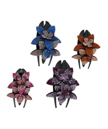 Beaupretty Hair Three-tooth clip rhinestone floral hair clips flower hairpin barrettes rhinestone headpiece rhinestone flower barrettes dense Miss rhinestone clip Clips