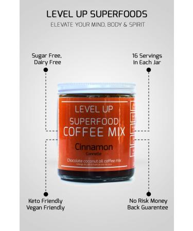 Keto Coffee Creamer - Sugar Free | Vegan and Paleo Friendly | Dairy Free | Free of Sweeteners - healthier alternative to cream sugar and typical coffee creamers. LevelUp SuperFoods - Cinnamon - Buy Online on GoSupps.com