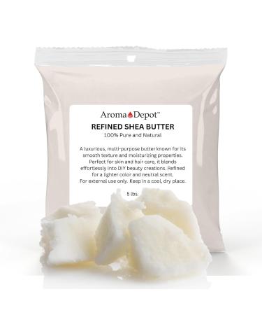 Refined African Shea Butter Grade A 100% Pure Natural Refined Fresh Moisturizing Ideal for Dry and Cracked Skin. It can be used in Body Hair and Face. (5 Lb.)